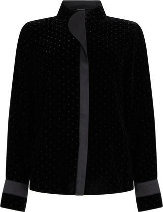 Emporio Armani Jack met hoge kraag en rits - Dames - Blouses - Zwart - S - Katoen - Overhemden