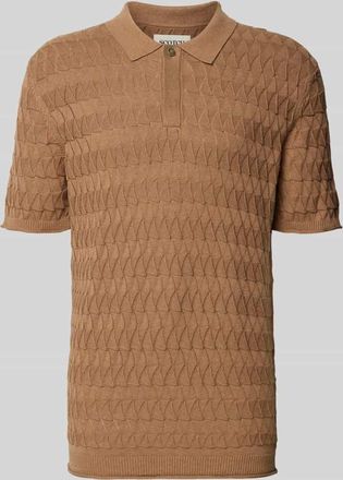 Scotch & Soda Regular Fit Poloshirt mit Strukturmuster in Hellbraun, Gr&ouml;&szlig;e XXL