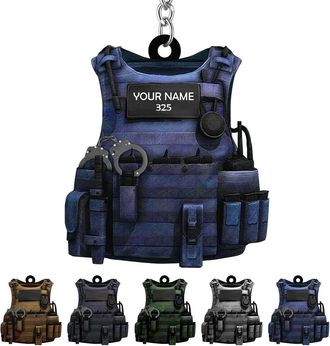 Generic Personalized Police Vest Keychain, Custom Name Keychain for Police Officers, Law Enforcement Appreciation, Unique Key Chain Keepsake, Thoughtful for P