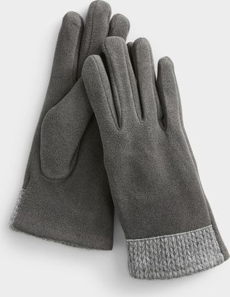 Simons Womens Knit-cuff felted gloves