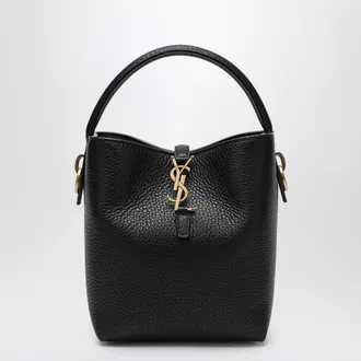 Saint Laurent Le 37 bucket bag in black grained leather