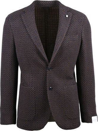 Lubiam Textured Rounded Jacket with Classic Lapel and Dual Pockets