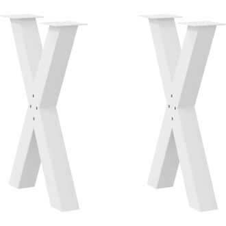 vidaXL Patas Para Mesa De Comedor En Forma De X (2 Unidades), Color Blanco, 60 X (72-73) Cm, Acero Vidaxl