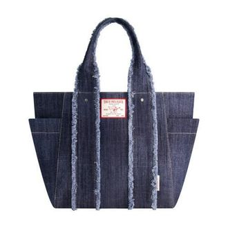 True Religion Frayed Handle Solid Denim Tote in Dark Denim at Nordstrom