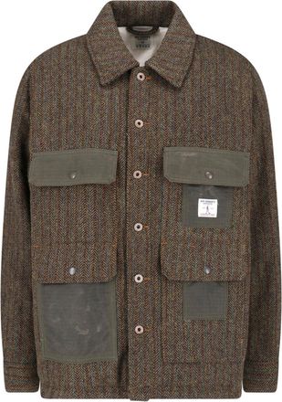 Roy Rogers Brown Herringbone Classic Collar Wool-Blend Jacket