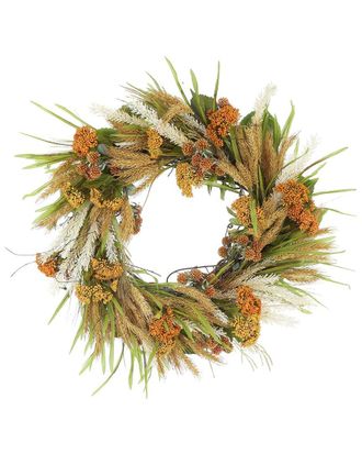 Creative Displays Inc. 24In Rustic Fall Wreath With Wheat & Lucky Berries