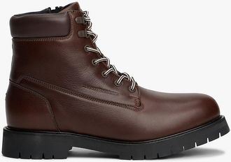 Tommy Hilfiger Mens Leather Outdoor Lace-Up Boot - Brown - US 11.5 / EU 45