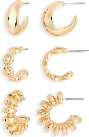Nordstrom Rack Set of 3 Hoop Earrings in Gold at Nordstrom Rack