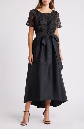 Pisarro Nights Beaded Bodice Taffeta Gown in Black at Nordstrom, Size 14