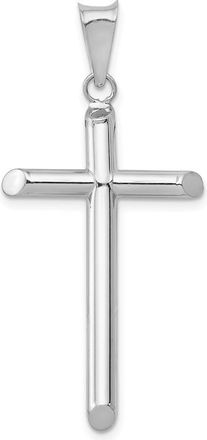 Diamond2Deal 14k White Gold Polished Tube Cross Pendant