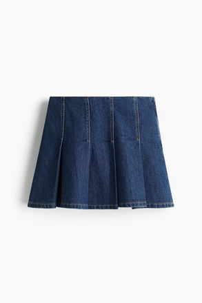 H&M Plisseejupe - Dunkles Denimblau