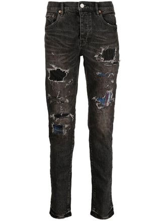 Purple Jeans slim con effetto vissuto - Nero