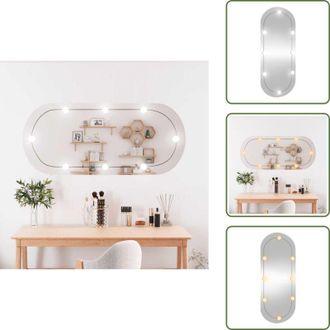 vidaXL Specchio decorativo - vidaXL Specchio da Parete con Luci LED 45x100 cm Vetro Ovale - Specchio con luce bianca calda