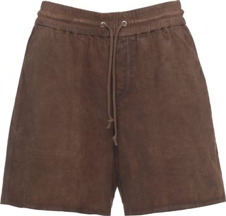 P.A.R.O.S.H. Brown Marfa Drawstring Suede Shorts
