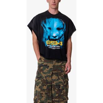 mnml 994 Phantom Distressed Graphic Cutoff T-Shirt in Washed Black at Nordstrom, Size Xx-Large
