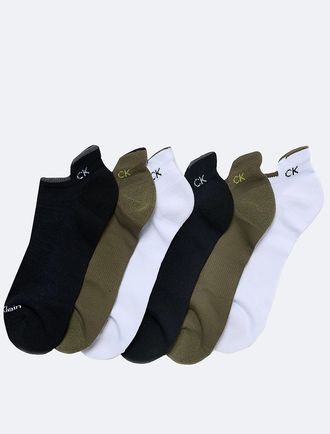 Calvin Klein Mens Double Tab 6-Pack No Show Socks - Multi