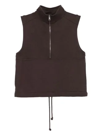 Margaret Howell half-zip funnel-neck top - women - Organic Cotton - S - Brown