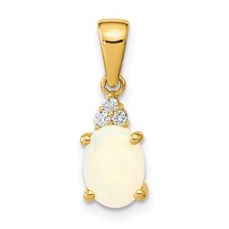 Diamond2Deal 14k Yellow Gold Austrian Opal and Diamond Pendant