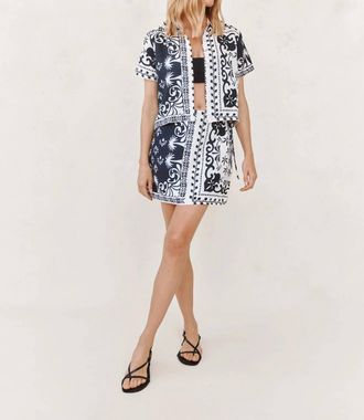Bella Dahl Wrap Mini Skirt With Sash In Tropical Bndana Prnt