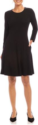 Karen Kane Long Sleeve Jersey Fit & Flare Dress in Black at Nordstrom, Size X-Small P