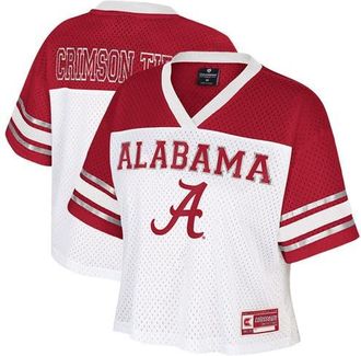 Colosseum Womens Colosseum White Alabama Crimson Tide Treasure Cropped Football Jersey at Nordstrom, Size X-Large