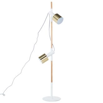 Beliani L&aacute;mpara De Pie Blanca Dorada 125 Cm Focos Orientables Redondos Vidrio Transparente Dise&ntilde;o Moderno Owens