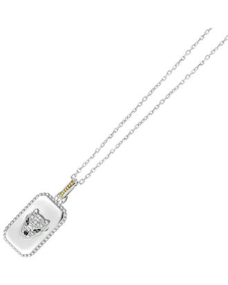 Phillip Gavriel 18K Over Silver 0.09 ct. tw. Diamond & Gemstone Panther Medallion Tag Necklace