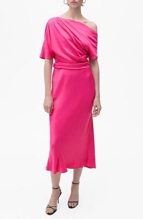 Mango Off the Shoulder Midi Dress in Pink at Nordstrom Rack, Size 4