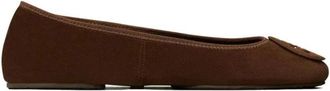 Tory Burch Reva Travel Ballet Flat - Dames - Ballerinas - Bruin - 36 EU - Leer - Schoenen