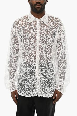 Dsquared2 All-Over Sequined Sheer Casual Shirts size 50