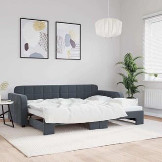 vidaXL Sof&aacute; Cama Nido Terciopelo Gris Oscuro 80x200 Cm Vidaxl