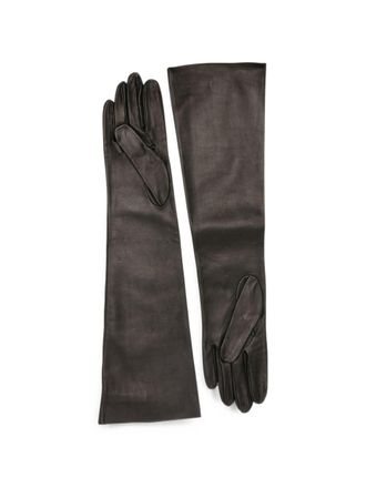 Cortana Long-Length Leather Gloves - Black