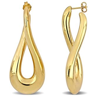 Mimi & Max 55 MM Oval Twist Hoop Earrings in Yellow Plated Sterling Silver
