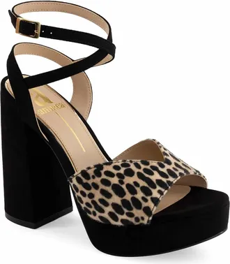 Andrea Womens Ankle-Strap Heeled Sandals In Black Pattern