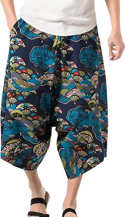 Generic Short Harem Trousers Mens Cotton Aladdin Trousers Mens Shorts Hippie Short Summer Trousers Mens Short Goa Trousers Men Plus Size Fashion Shorts Chines