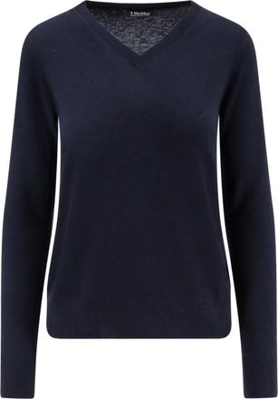 Max Mara V-hals Truien - Dames - V-hals truien - Blauw - XL - Wol - Truien & Vesten