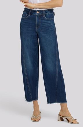 NYDJ Alyssa Frayed Crop Relaxed Tapered Jeans in Sunset Villa at Nordstrom, Size 18