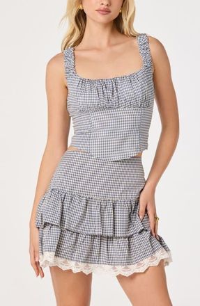 ASTR the Label Penny Gingham Tank in Blue Gingham at Nordstrom, Size X-Large
