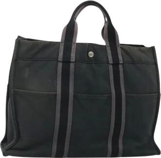 Herm&egrave;s Pre-owned Tote Bags, female, Black, Size: ONE SIZE Pre-owned Vintage Canvas Tote Bag