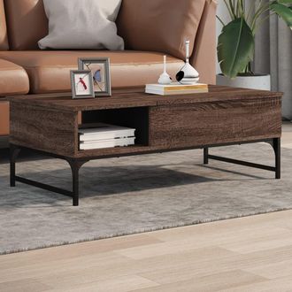 vidaXL Vidaxl - Mesa De Centro Madera Ingenier&iacute;a Metal Marr&oacute;n 100x50x35 Cm