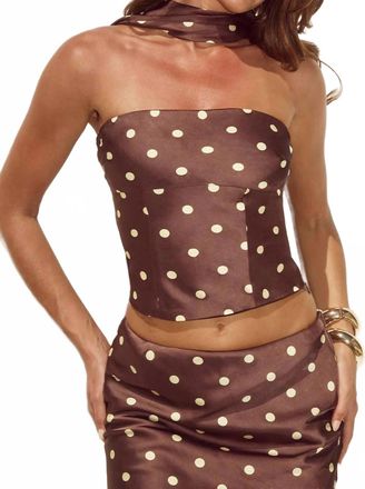Runaway The Label Blaine Polka Dot Top In Cream Choc Lemon