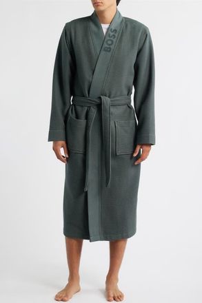 BOSS Waffle Knit Kimono Robe in Open Green at Nordstrom, Size X-Large