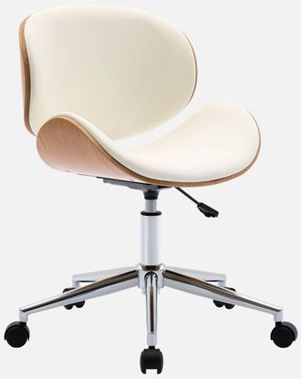 Sweeek Sweeek - Sedia da ufficio con rotelle, effetto legno curvato e similpelle