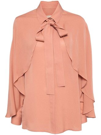 Elie Saab cape-effect silk shirt - women - Silk - 44 - Pink