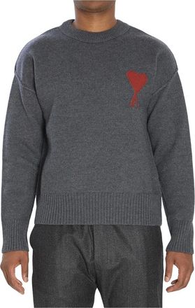 Ami Maglione girocollo Ami de Coeur - - Knitwear - Uomo - Grigio - S