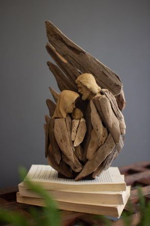 Kalalou Driftwood Mary Joseph And Jesus With Wing