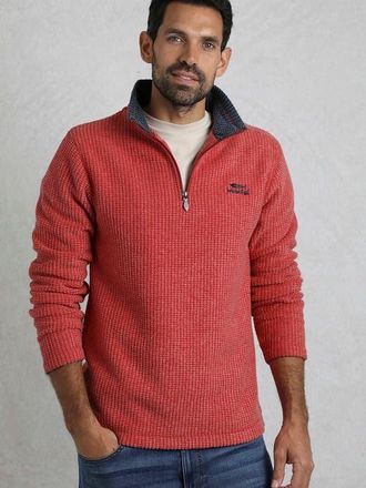 Weird Fish Newark 1/4 Zip Grid Fleece in Barberry Red Marl at Nordstrom, Size Xxx-Large