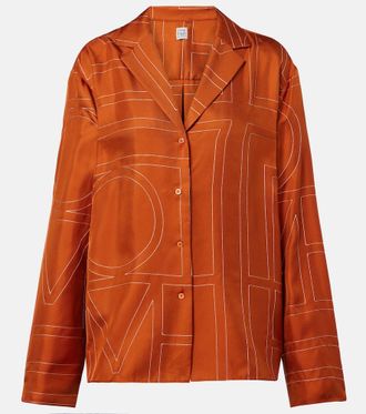 Toteme Monogram silk twill pajama shirt
