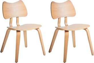 Beliani Beliani - Conjunto De 2 Sillas De Comedor Retro Estructura De Madera De Caucho Muebles De Comedor Cocina Marr&oacute;n Claro Diana