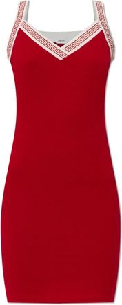 Versace Jacquard Stretch Katoen-Jersey Mini Jurk - Dames - Korte kleedjes - Rood - S - Katoen - Kleedjes